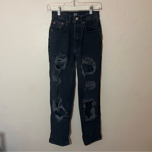 Urban Outfitters BDG High Rise Baggy Petite Distressed Black Jeans Sz 24 - Picture 3 of 5